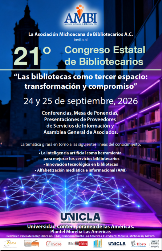 Cartel del 21 Congreso Estatal de Bibliotecarios AMBI 2026